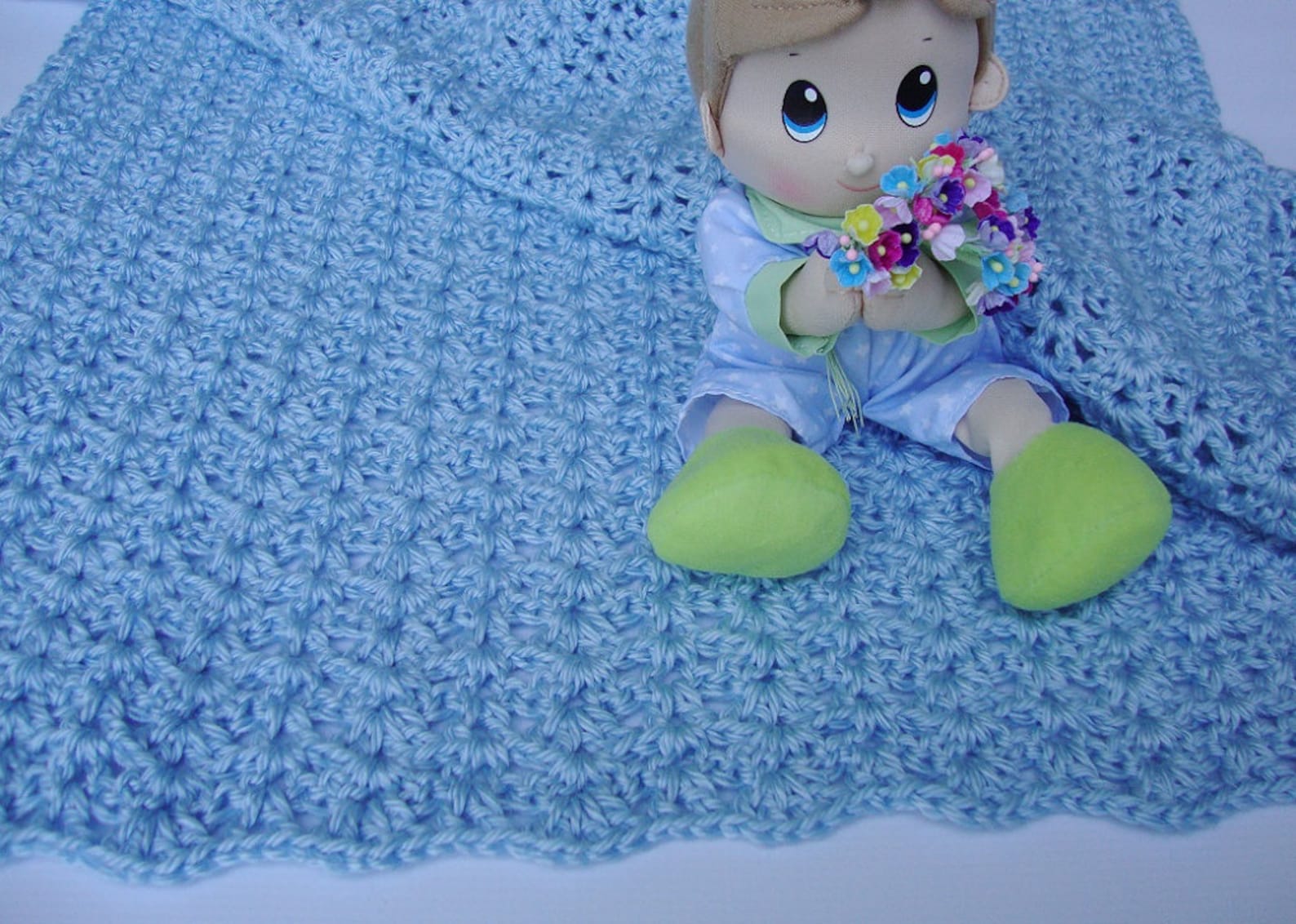 Crochet Baby Blue Blanket Acrylic Baby Blanket Baby Boy Etsy Canada