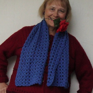 Crochet Scarf, Blue Alpaca Scarf, Scarves Women, Gifts for Her, Step Mother Gift, Mom Gift, Miss You Gift, Hand Crocheted Scarf image 1