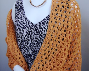 Crochet Shawls, Soft Alpaca Orange Shawl, Summertime Cozy Shawl, Crocheted Shawls, Saffron Yellow Shawl, Best Friend Gift, Grandma Gift