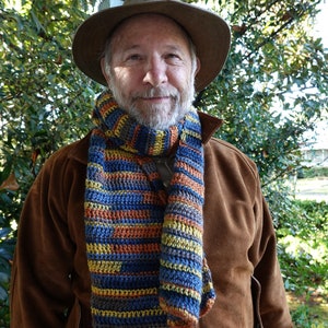 Crochet Scarf, Crocheted Scarves, Self-Striping Acrylic Scarf, Scarves for Men, Scarves for Women, Unisex Scarf, Gifts for Him, Gift for Her