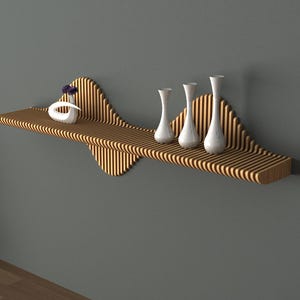 Parametric Shelf Decor – Innovative Geometric Designs -  Storage for Contemporary - Parametric Wooden Shelf for Your Home or Office Walls