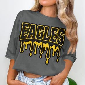 Eagles Mascot Drip Design: Black Gold School Spirit PNG SVG (Digital Download)