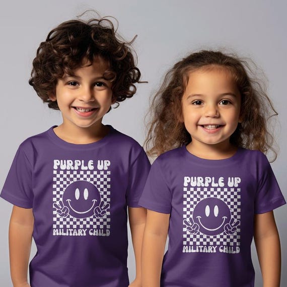 Purple Up Military Kids PNG: American Flag Smile Face (Digital Download)