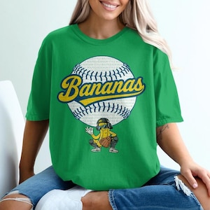 Funny Bananas PNG & SVG File, Let'S Go bananas with Navy Blue Stroke ,Funny Banana Playing Baseball, Bananas lovers Baseball SVG Sublimation
