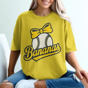 Funny Bananas Coquette bow 4 PNG & SVG Files, bananas with Navy Blue Stroke And Black, Bananas lovers Digital Download PNG Baseball Design.