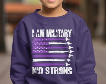 Military Kid Strong SVG-png-bestand: paars omhoog Amerikaanse vlag (digitale bestanden)