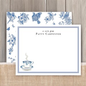 Cartões personalizados para xícaras de chá, cartões frente e verso, artigos de papelaria em aquarela para xícaras de chá,