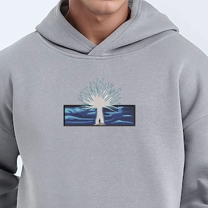 Eren Under the Tree Sweatshirt, Anime Embroidered Hoodie, Perfect Gift for Anime Fans, Stylish Anime Clothing, Embroidered Anime Hoodie
