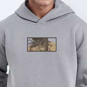 Anime Titan Embroidered Sweatshirt, Embroidered Anime Shirt, Stylish Anime Hoodie, Anime Tee, Cute Embroidered Shirt, Unique Anime Apparel