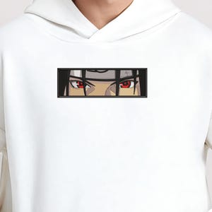 Anime Eyes Embroidered Sweatshirt, Custom Anime Hoodie, Unique Otaku Apparel, Handmade Anime Tee, Japanese Streetwear, Anime Gift for Fans