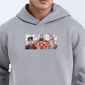 Embroidered Anime Sweatshirt, Alien and Ghost Sweater, Seiko Turbo Grandny Design, Spiritual Smash-Inspired Top, Gifts for Anime Lovers