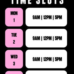 Weekly Available Appointments Template Availability Calendar Instagram Story Availability Schedule Calendar Availability Appointment Story