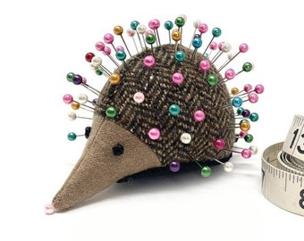 Pincushion, Hedgehog, upcycled wool, handmade, Willow Sweetwood