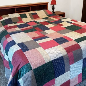 King Size Americana Quilt, Patchwork, FINISHED Quilt, Handmade Quilt, Keepsake