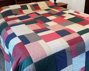 King Size Americana Quilt, Patchwork, FINISHED Quilt, Handmade Quilt, Keepsake