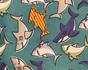 Fabric remnant destash, sharks, 35”