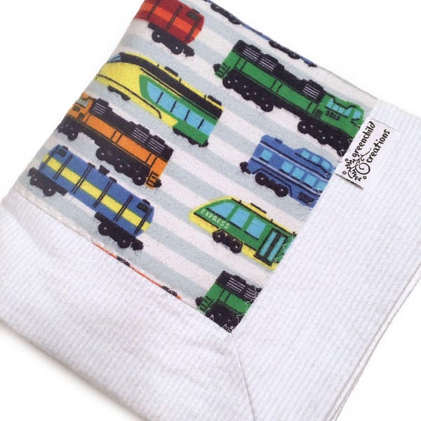 Trains Baby Blanket, Flannel Blanket, security blanket, lovey blanket, nursing blanket, baby gift