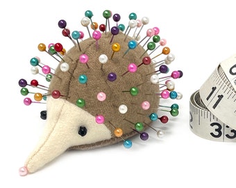 Pincushion, Hedgehog, upcycled wool, handmade, Calendula Chicory