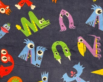 Fabric remnant destash, monster, alphabet letters, 39”