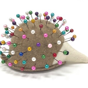 Pincushion, Hedgehog, upcycled wool, handmade, Calendula Chicory image 4