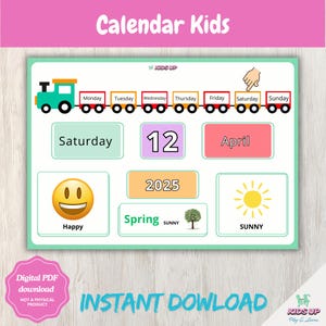 Montessori Calendar, Montessori Materials Printable Calendar,  Kids Calendar, Classroom Calendar Homeschool Wall Calendar Perpetual Calendar
