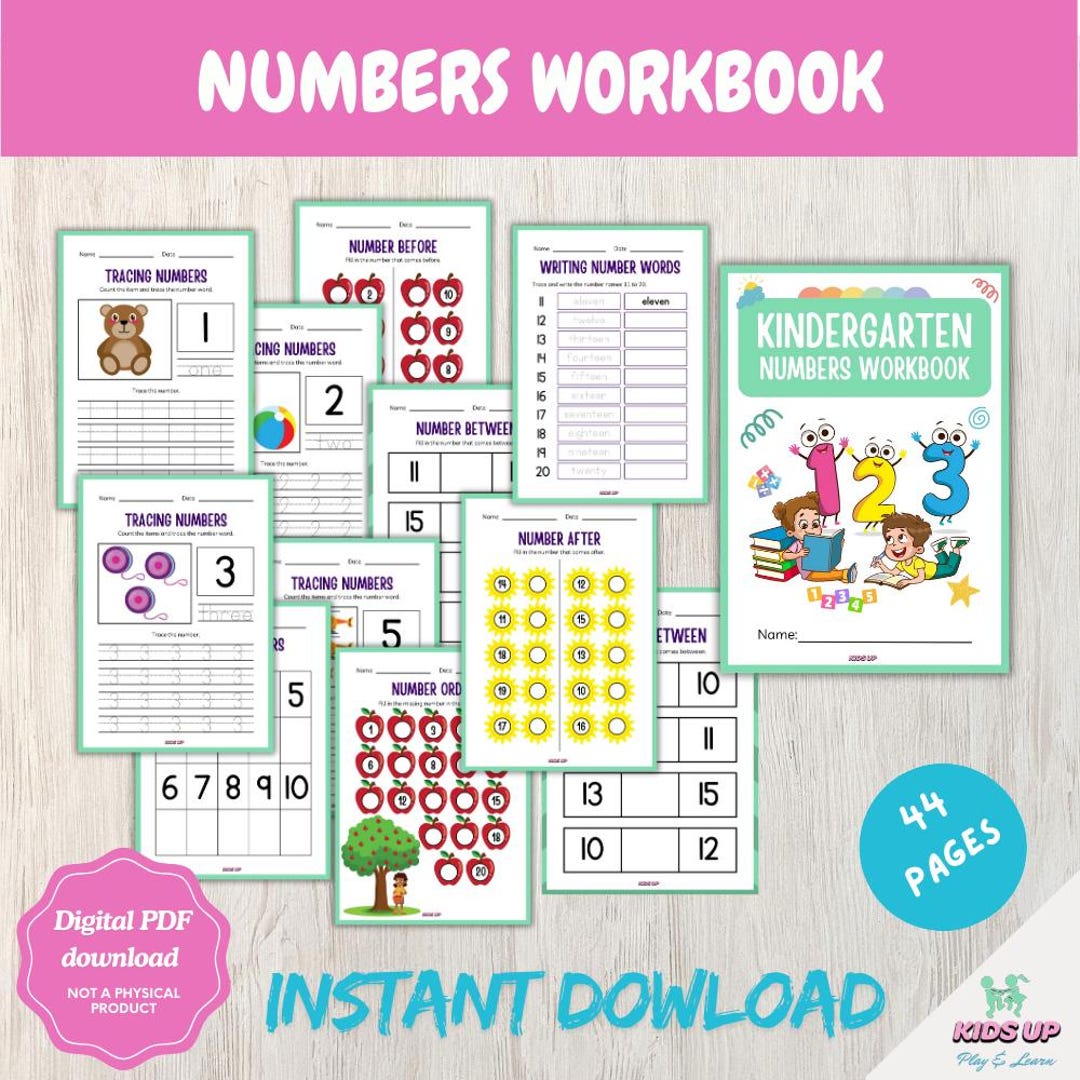 Numbers Workbook Preschool Activity Homeschooling Numbers Worksheets ...