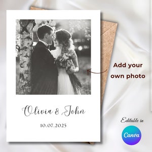 Save the Date Minimalist Wedding Printable Photo Frame - Canva Editable | Personalized | Digital Print | Wedding Card