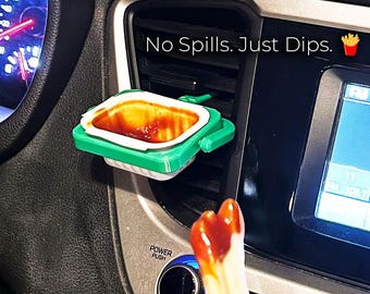 Car Sauce Holder for Vent | Drive Thru Snack Accessory | Universal Dip Clip for Fast Food Sauces | Cute Car Gift | Road Trip Essential