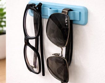 Wall Mounted Sunglasses Holder | Adhesive Glasses Organizer for Entryway | Holds 3 Pairs | Minimalist Bedroom Decor