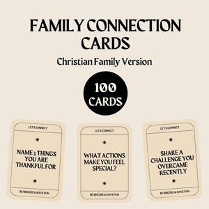 Conexão familiar | Cartões de iniciação de conversa | 100 cartões | Edição de família cristã | Para crianças e adultos | Jogos de família | Vínculo familiar