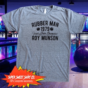 Maglietta Roy Munson, maglietta Kingpin Bowling, maglietta Bowling, regali per lui, magliette divertenti, camicie, Rubber Man, giocatori di bowling, la divisione accade, Murray