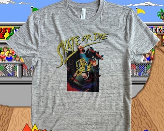 Skate or Die Classic Retro Video Game T-Shirt, Vintage Graphic Tee, Thrasher, Skateboarding, Nostalgia Gift for Gamers