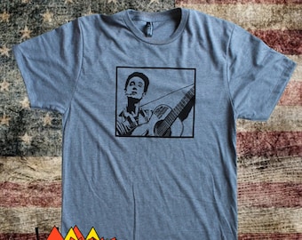 Woody Guthrie Folk Shirt, Folk Music t shirts for men, good gifts for guys, best birthday gifts for men, cool gifts for men, Guitar shirt