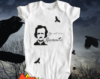 Edgar Allan Poe bodysuit, Goth Baby Clothes, baby shower gift, New Dad, New Mom Gift, Baby Poet, Gender Neutral, baby Girl, baby boy