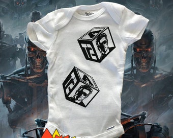 Terminator Bodysuit, baby shower gift, New Dad, New Mom Gift, Expecting Mom Gift, 80s newborn gift, baby Girl, baby boy, 90s baby, arnold