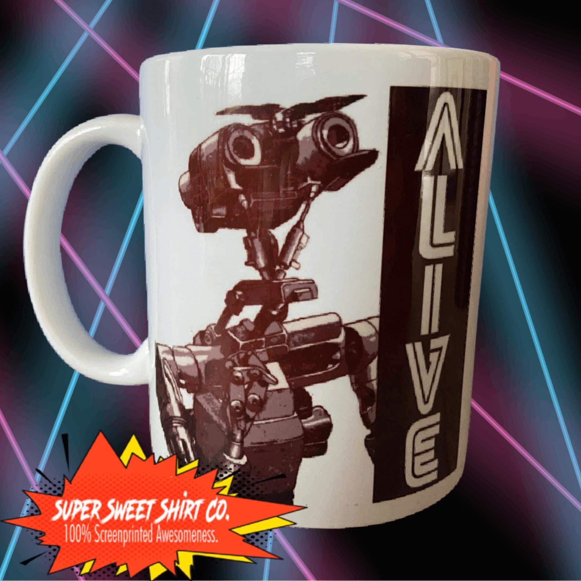 Johnny 5 Mug, Short Circuit Mug, Ceramic Handled Mug, Robot Mug, Johnny 5 Mug, Coffee Mug, Tea Mug, Number 5, Johnny Five Alive, coffee cup