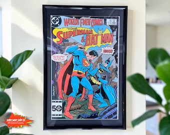 1985 Vintage World's Finest Comics #320 Framed Comic | Over 40 Year Old DC Wall Art | Superman Batman Team Up | UV Plexiglass Display