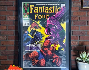 Framed Vintage Fantastic Four Comic Book – Fantastic Four #76 (1968) – 57 Years Old – UV-Protected Display