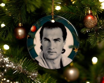 Steven Seagal Above The Law Christmas Ceramic Tree Ornament, Fun nostalgic holiday decor, Perfect gift for movie lovers, Aikido Ornament