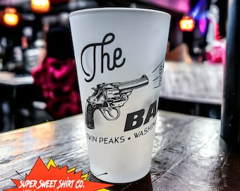 Twin Peaks Bang Bang Bar 17oz Pint Beer Mug - Glass Bar Man Cave Decor - Tavern Pub - Fire Walk With Me - Lynch