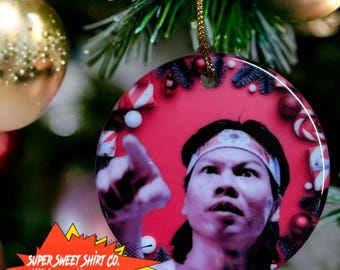 Bolo Chong Li Bloodsport Christmas Tree Ornament, Ceramic Collectible Holiday Decoration, Great Gift Idea, Martial Arts Gift, Kung-Fu, Lee