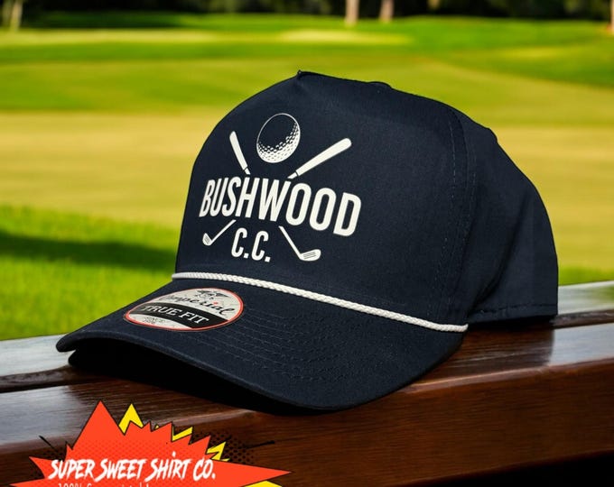 Featured listing image: Bushwood Country Club Hat, Caddyshack Inspired Golf Cap, Perfect for Golfing, Funny Gifts for Golf Enthusiasts, 80s Retro