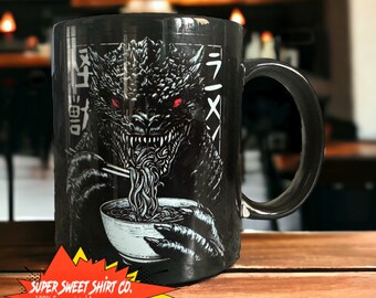 Unique Japanese Ramen Kaiju Monster Coffee Tea Mug - Handcrafted Ceramic Cup - King of Monsters