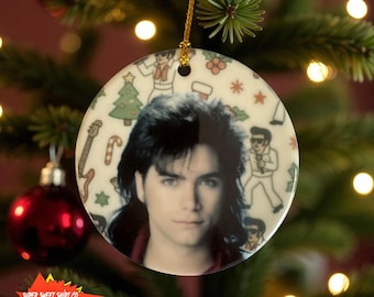 Uncle Jesse Christmas Ornament – Handmade Ceramic Full House Holiday Decor – John Stamos Ornament