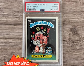 Mauled Paul Garbage Pail Kid #15b Card, 1985 Original Series Graded NM-MT, Perfect for Collectors and Nostalgic Gifts