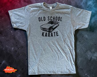 Old School Karate T-Shirt | 80s Dojo Retro Tee | Vintage Martial Arts Shirt | Cobra Style Muscle Car Graphic | Action Nostalgia Gift