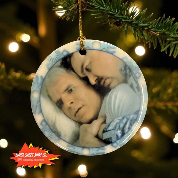 Planes, Trains and Automobiles Ornament – John Candy & Steve Martin Snuggle Christmas Ornament – Handmade