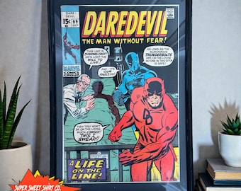 Framed Vintage Daredevil Comic Book – Daredevil Vol. 1 #69 (1970) – 55 Years Old – UV-Protected Display