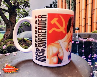 Van Damme No Retreat No Surrender Mug, 80s Martial Arts Movie Coffee Mug, JCVD Fan Gift, Retro Action Film Cup, Cult Classic Mug