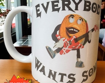 Everybody Wants Some Coffee Mug | Better Off Dead Inspired Burger Scene | Funny 80s Retro Movie Cup | 11oz Ceramic Mug